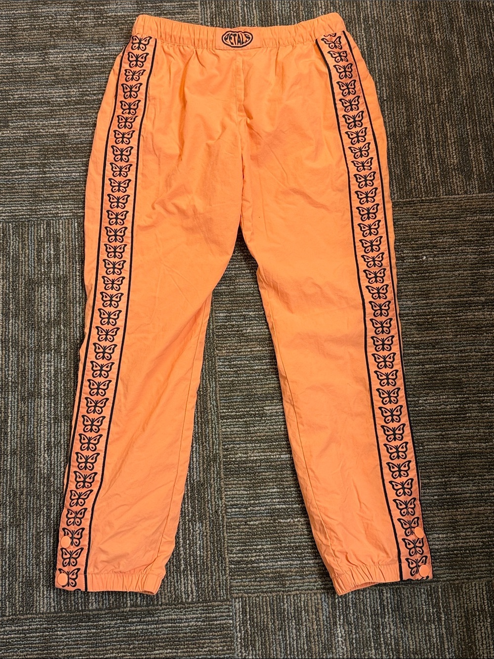 Petals By Petals And Peacocks Nylon Track Pants with Black Butterfly Side Trim
